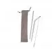 Ecoboks stainless steel straw set grey faux suede