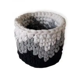 Upcycle Reclaimed T-shirt Yarn Crochet Basket Medium