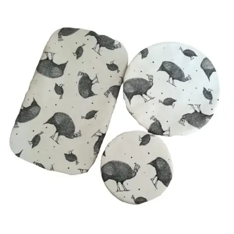 Guinea Fowl Reusable Cloth Dish Cover Set Collection