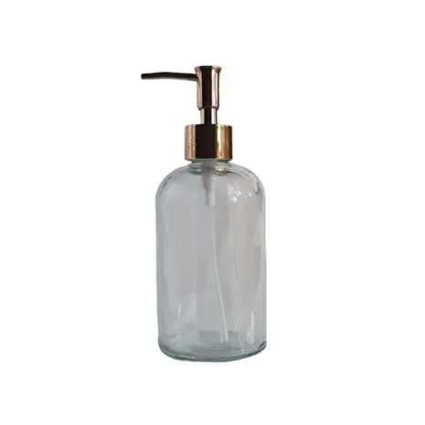 Glass bottle 450ml with rose gold dispenser pump lid