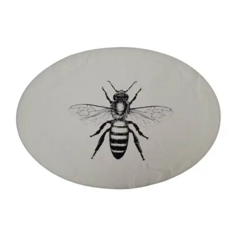 6 Degrees East Bee Theme Screen Printed Cotton Large Oval Dish Cover