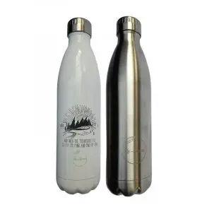 The Restore Stainless Steel Thermos Flask Water Bottle 750ml White and Silver Yoga Sport Ladies Men