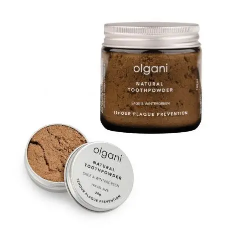 Olgani Herbal Sage & Wintergreen Toothpowder Glass 20g 100g Natural Zero-waste Plastic Free Toothpaste Alternative