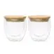Microgarden Double Wall Glass Tumbler Coffee Cup with Bamboo Lid 250ml set of 2