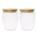 Microgarden Double Wall Glass Tumbler Coffee Cup with Bamboo Lid 350ml set of 2