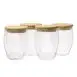 Microgarden Double Wall Glass Tumbler Coffee Cup with Bamboo Lid 350ml set of 4