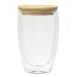 Microgarden Double Wall Glass Tumbler Coffee Cup with Bamboo Lid 450ml single