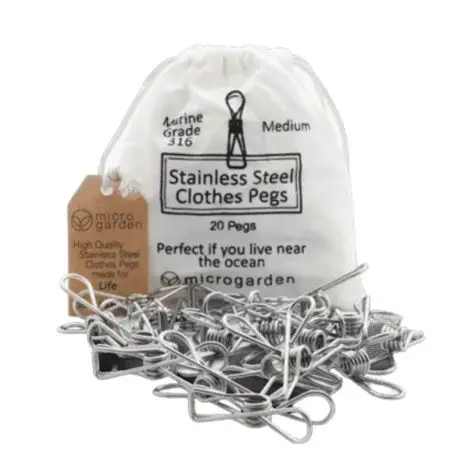 Microgarden stainless steel clothing pegs set 20 marine grade