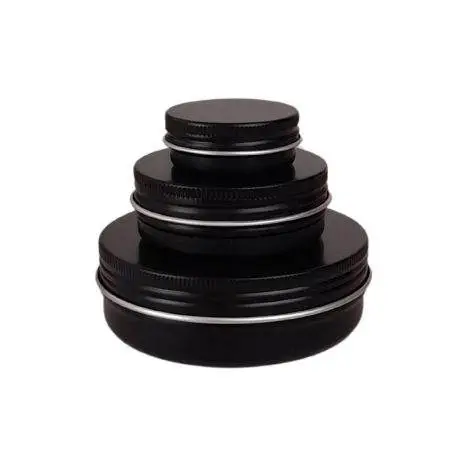 Black aluminium tins cosmetic singles 15g 50g 100g (2)