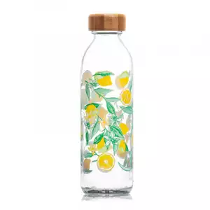 Consol 500ml sleek water bottle with bamboo lid - lemon