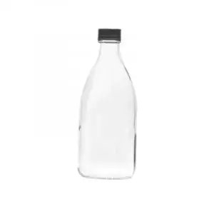 Consol Glass 1l glass milk bottle with grey plastic lid