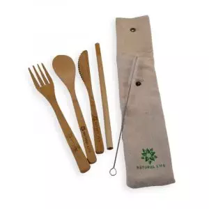 Reusable bamboo takeaway zero waste cutlery set