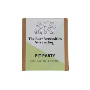 Bear Necessities Waste Free Living Pit Partay Natural Deodorant Bar without baking soda for sensitive skin men and women Box Top