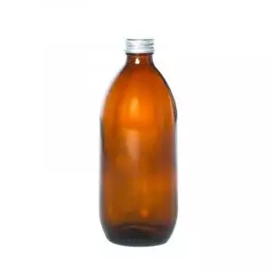 Amber 500ml glass bottle with aluminium lid - empty