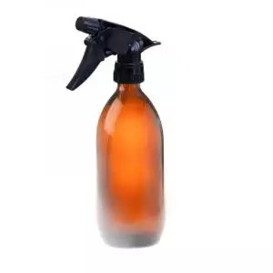Amber 500ml glass bottle with black spray trigger lid - empty