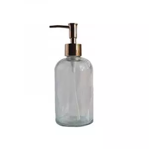 Glass bottle 450ml with rose gold dispenser pump lid