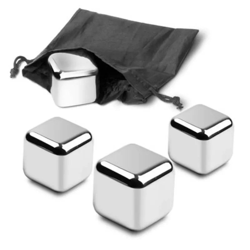 Olio Stainless Steel Ice Cubes / Whiskey Stones (4 Pack) Holisteeq