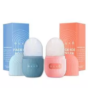 Olio Silicone Ice Roller Facial Massage Mould Open Blue Pink